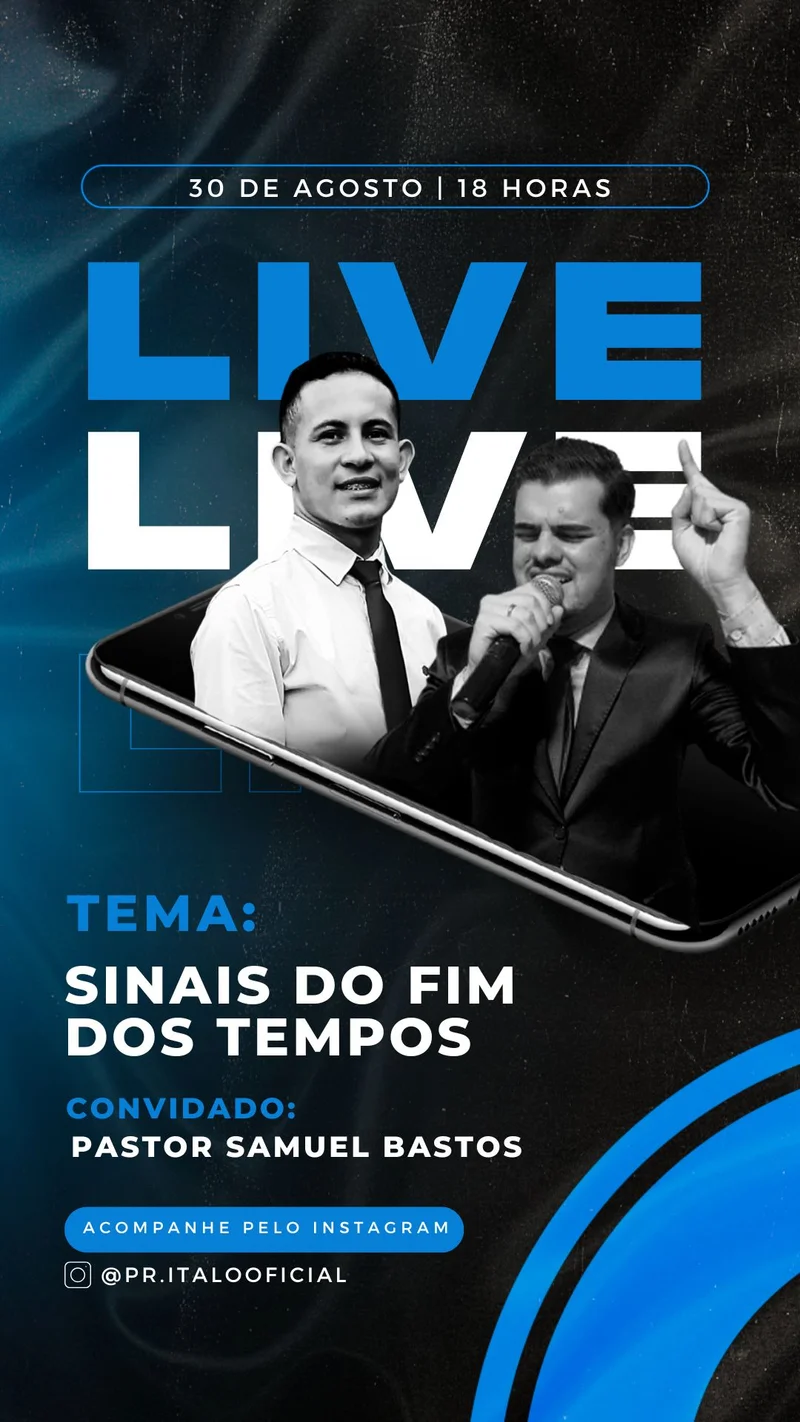 Live – Tema: Sinais do Fim dos Tempos | Culto Online | Arte para Igreja Editável no Canva | Story Live – Tema: Sinais do Fim dos Tempos | Culto Online | Arte para Igreja Editável no Canva | Story