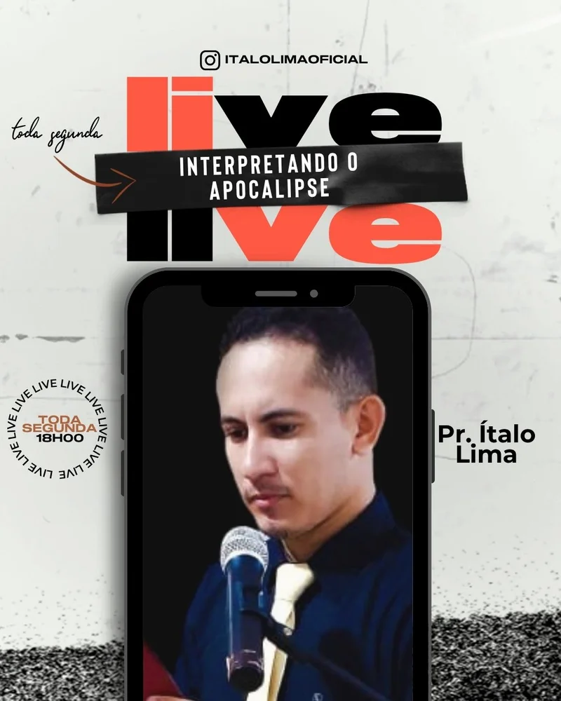 Live – Interpretando o Apocalipse | Culto Online | Arte para Igreja Editável no Canva | Cartaz