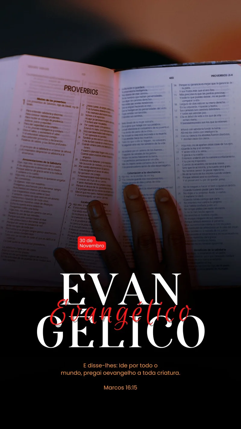 Dia do Evangélico - Celebre a Fé em Cristo | Datas Comemorativas | Arte para Igreja Editável no Canva | Story