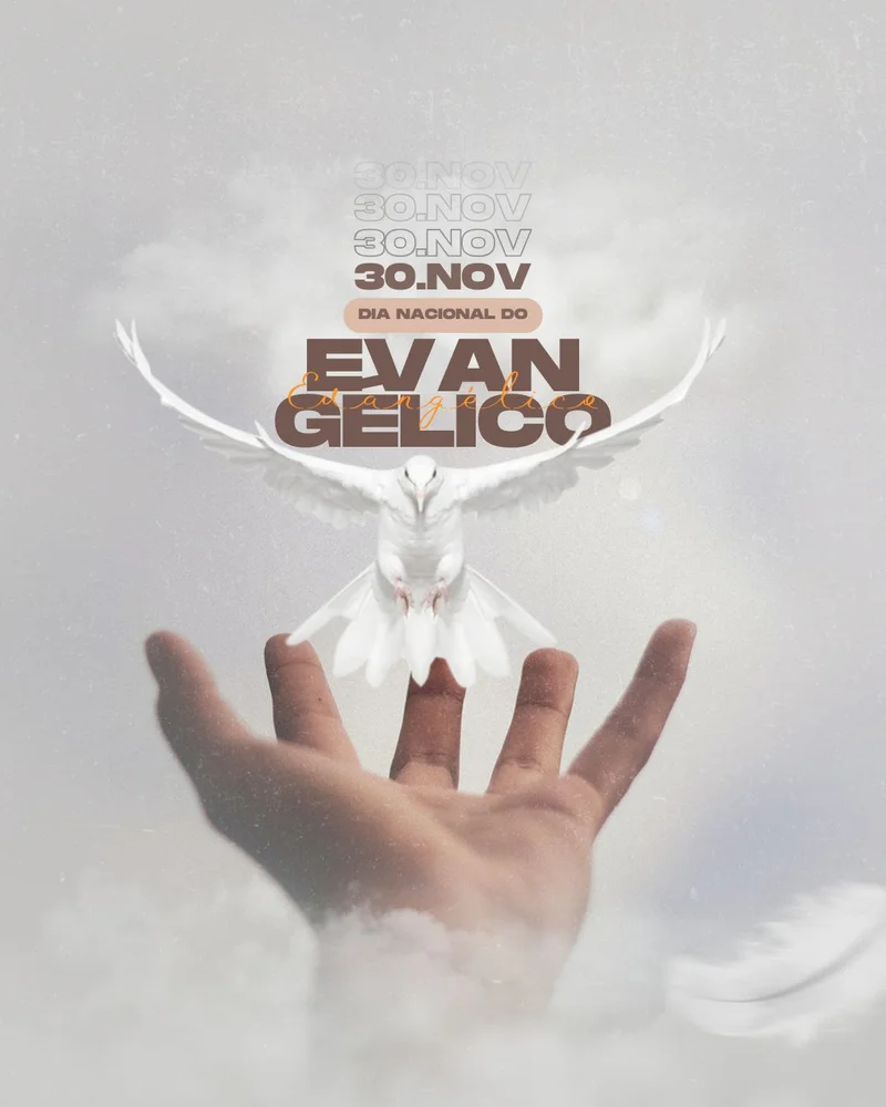 Dia do Evangélico - Unidos na Presença de Deus | Datas Comemorativas | Arte para Igreja Editável no Canva | Cartaz