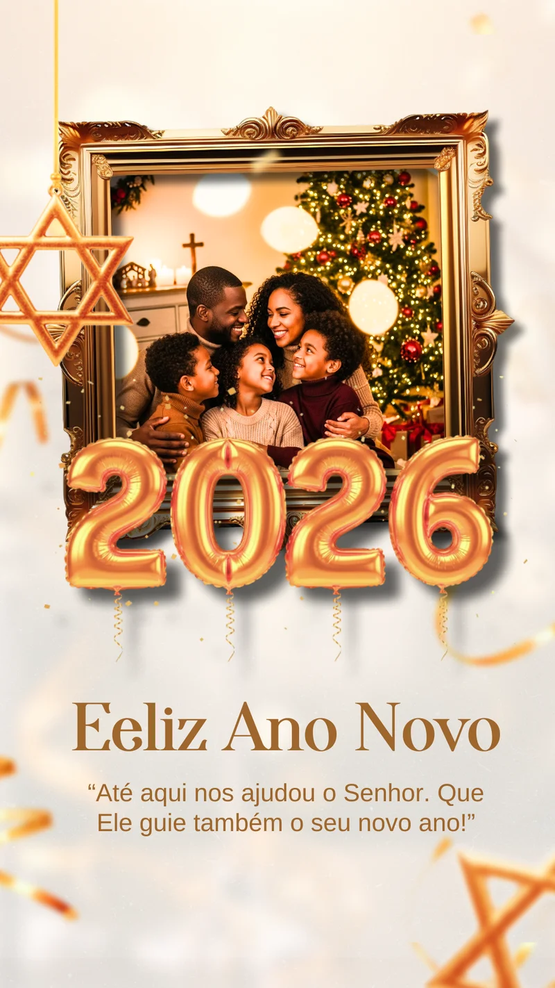 Feliz Ano Novo | Datas Comemorativas | Arte para Igreja Editável no Canva | Story