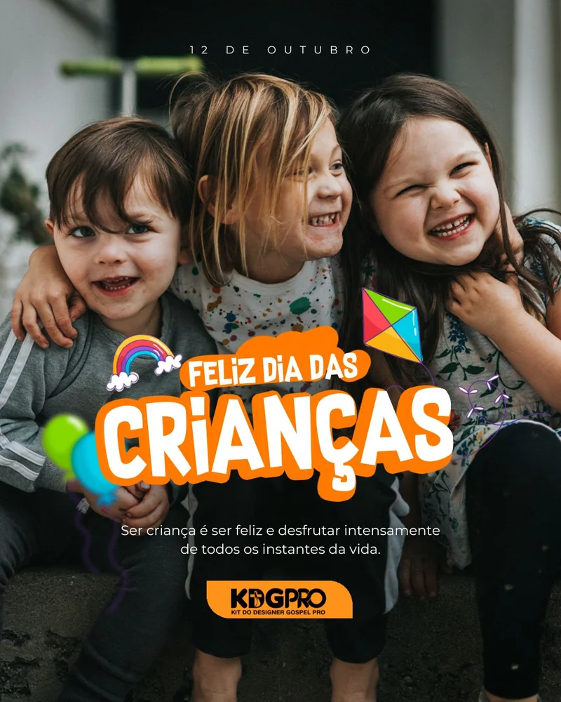 Feliz Dia das Crianças - Celebração na Igreja | Dia das Crianças | Arte para Igreja Editável no Canva | Cartaz