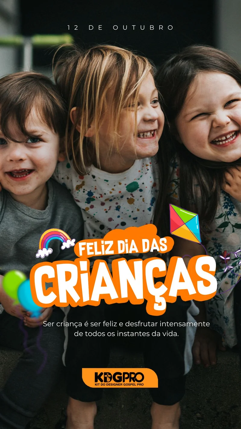 Feliz Dia das Crianças - Celebração na Igreja | Dia das Crianças | Arte para Igreja Editável no Canva | Story Feliz Dia das Crianças - Celebração na Igreja | Dia das Crianças | Arte para Igreja Editável no Canva | Story