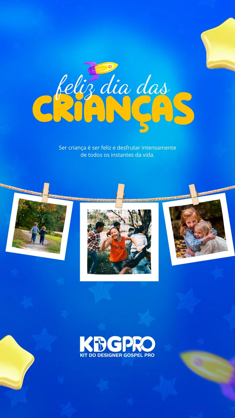 Dia das Crianças com Jesus - Comemoração Especial | Dia das Crianças | Arte para Igreja Editável no Canva | Story