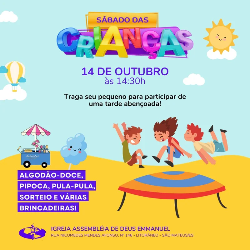 Culto Infantil | Dia das Crianças | Arte para Igreja Editável no Canva | Feed Culto Infantil | Dia das Crianças | Arte para Igreja Editável no Canva | Feed