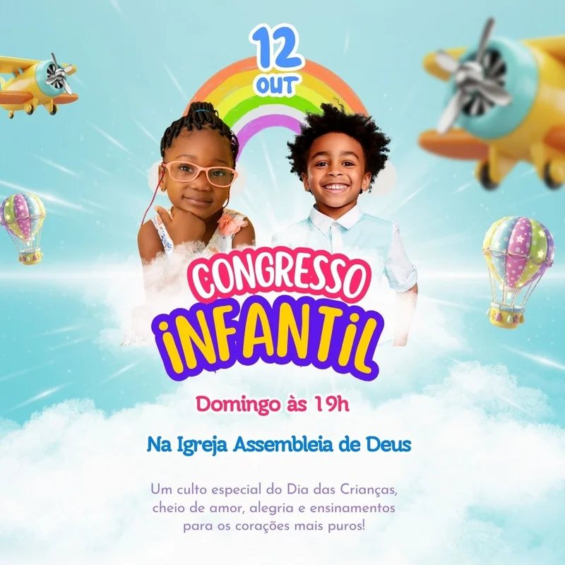Arte para Igreja e Ministérios Infantil – Feliz Dia das Crianças | Dia das Crianças | Arte para Igreja Editável no Canva | Feed Arte para Igreja e Ministérios Infantil – Feliz Dia das Crianças | Dia das Crianças | Arte para Igreja Editável no Canva | Feed