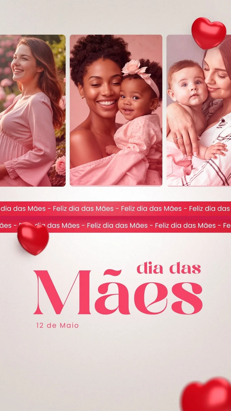 Amor de Mãe e Filha – Laços Familiares | Dia das Mães | Arte para Igreja Editável no Canva | Story