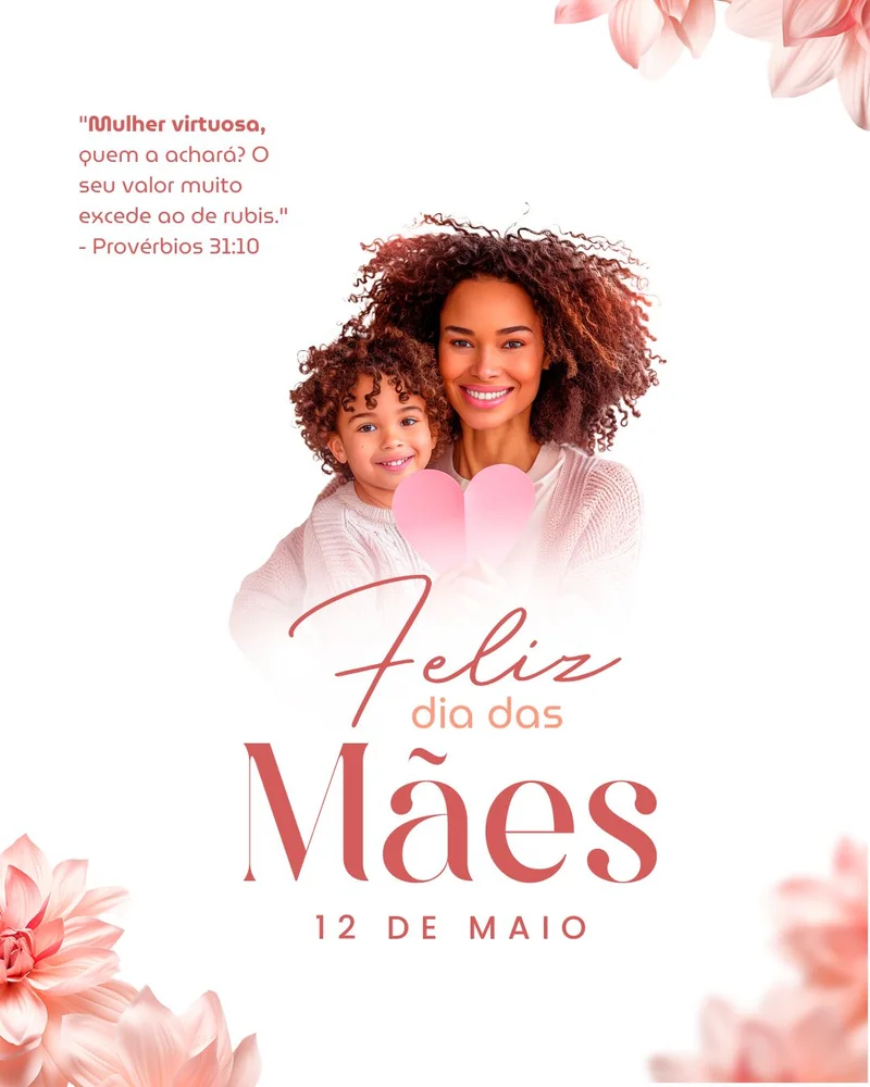 Mãe Virtuosa – Provérbios 31:10 | Dia das Mães | Arte para Igreja Editável no Canva | Cartaz