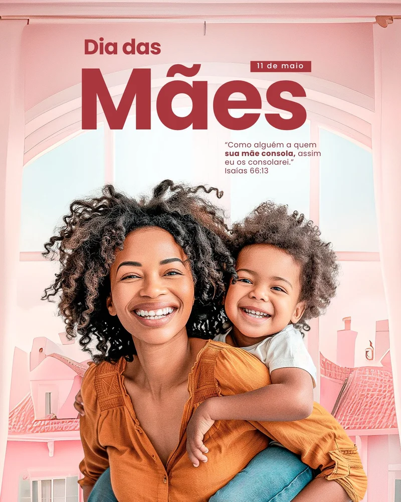 Amor Materno Cristão – Dia das Mães na Igreja | Dia das Mães | Arte para Igreja Editável no Canva | Cartaz