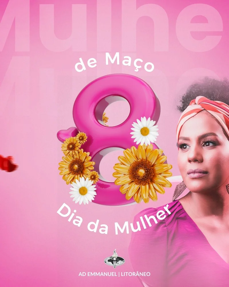 8 de Março – Celebre a Mulher de Fé | Dia das Mulheres | Arte para Igreja Editável no Canva | Cartaz