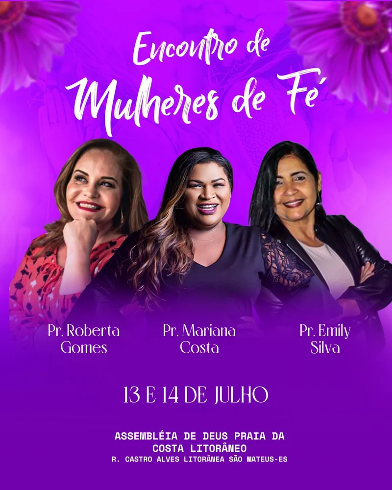 Culto de Mulheres – Encontro de Mulheres de Fé | Dia das Mulheres | Arte para Igreja Editável no Canva | Cartaz