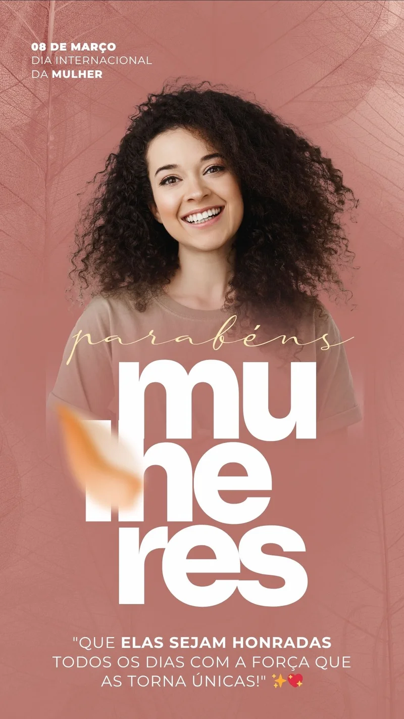 Celebração Força Feminina | Dia das Mulheres | Arte para Igreja Editável no Canva | Story