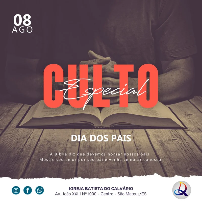 Culto Especial dos Pais | Dia dos Pais | Arte para Igreja Editável no Canva | Feed Culto Especial dos Pais | Dia dos Pais | Arte para Igreja Editável no Canva | Feed