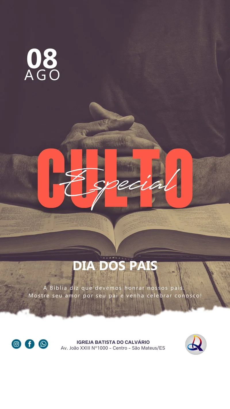 Culto Especial dos Pais | Dia dos Pais | Arte para Igreja Editável no Canva | Story Culto Especial dos Pais | Dia dos Pais | Arte para Igreja Editável no Canva | Story
