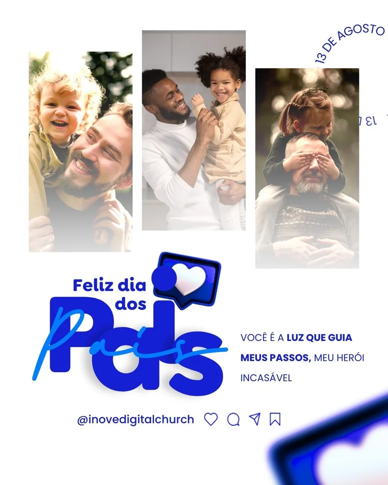 Pai Presente de Deus – Dia dos Pais Evangélico | Dia dos Pais | Arte para Igreja Editável no Canva | Cartaz