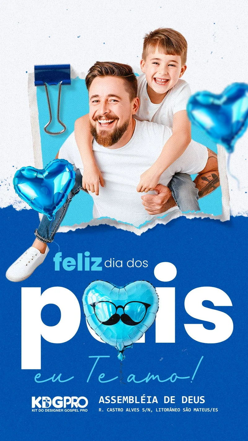 Amor e Alegria Paterna – Culto Honra aos Pais | Dia dos Pais | Arte para Igreja Editável no Canva | Story