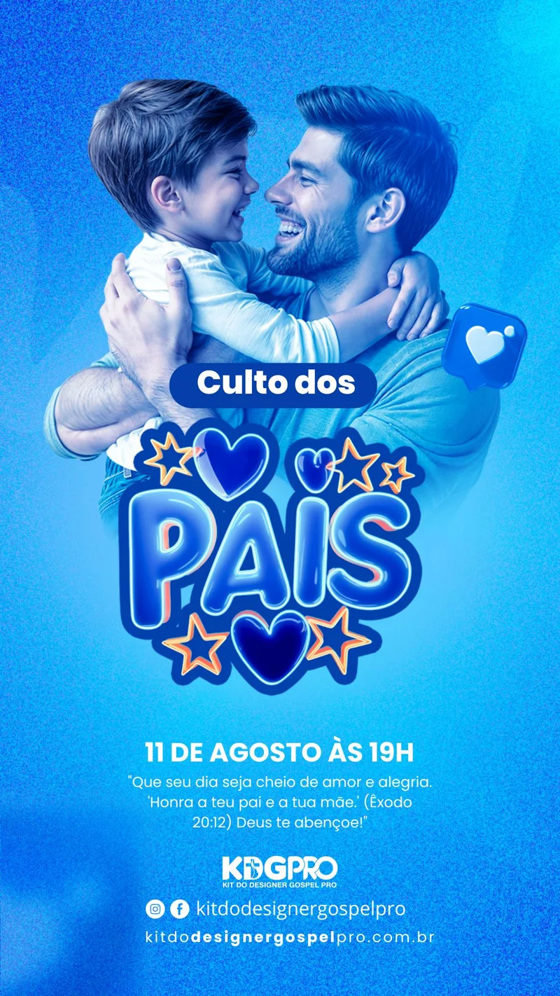 Feliz Dia dos Pais – Culto dos Pais | Dia dos Pais | Arte para Igreja Editável no Canva | Story