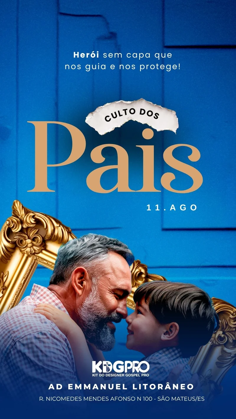 Culto dos Pais | Dia dos Pais | Arte para Igreja Editável no Canva | Story