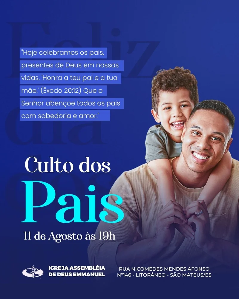 Pai Cristão – Culto dos Pais | Dia dos Pais | Arte para Igreja Editável no Canva | Cartaz