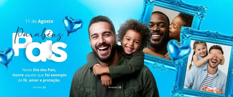 Carrossel Gospel – Feliz Dia dos Pais | Dia dos Pais | Arte para Igreja Editável no Canva | carrossel