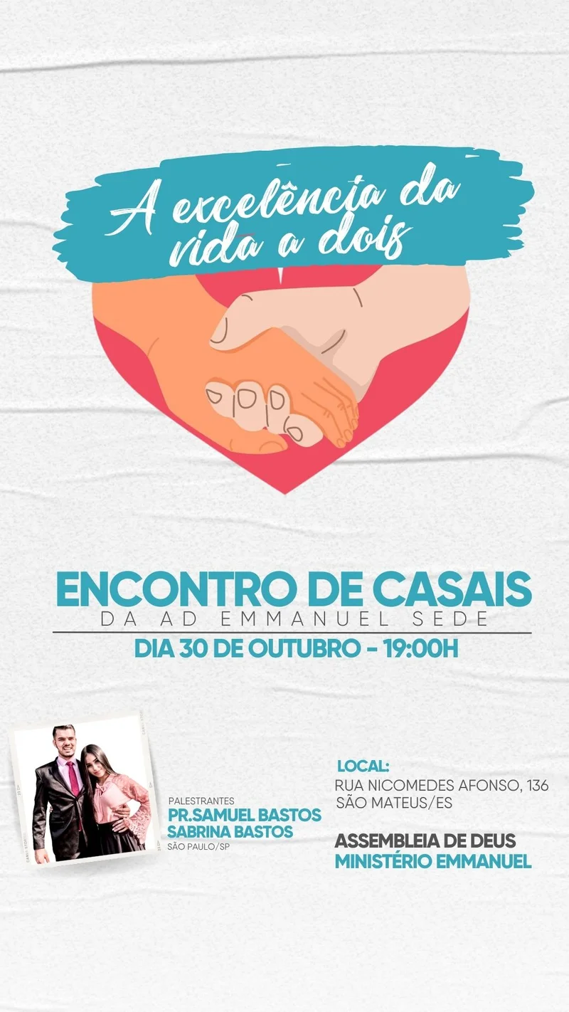 Encontro de Casais – A Excelência da Vida a Dois | Encontro de Casais | Arte para Igreja Editável no Canva | Story Encontro de Casais – A Excelência da Vida a Dois | Encontro de Casais | Arte para Igreja Editável no Canva | Story
