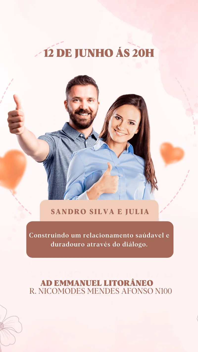 Construindo um Relacionamento Saudável e Duradouro | Encontro de Casais | Arte para Igreja Editável no Canva | Story Construindo um Relacionamento Saudável e Duradouro | Encontro de Casais | Arte para Igreja Editável no Canva | Story