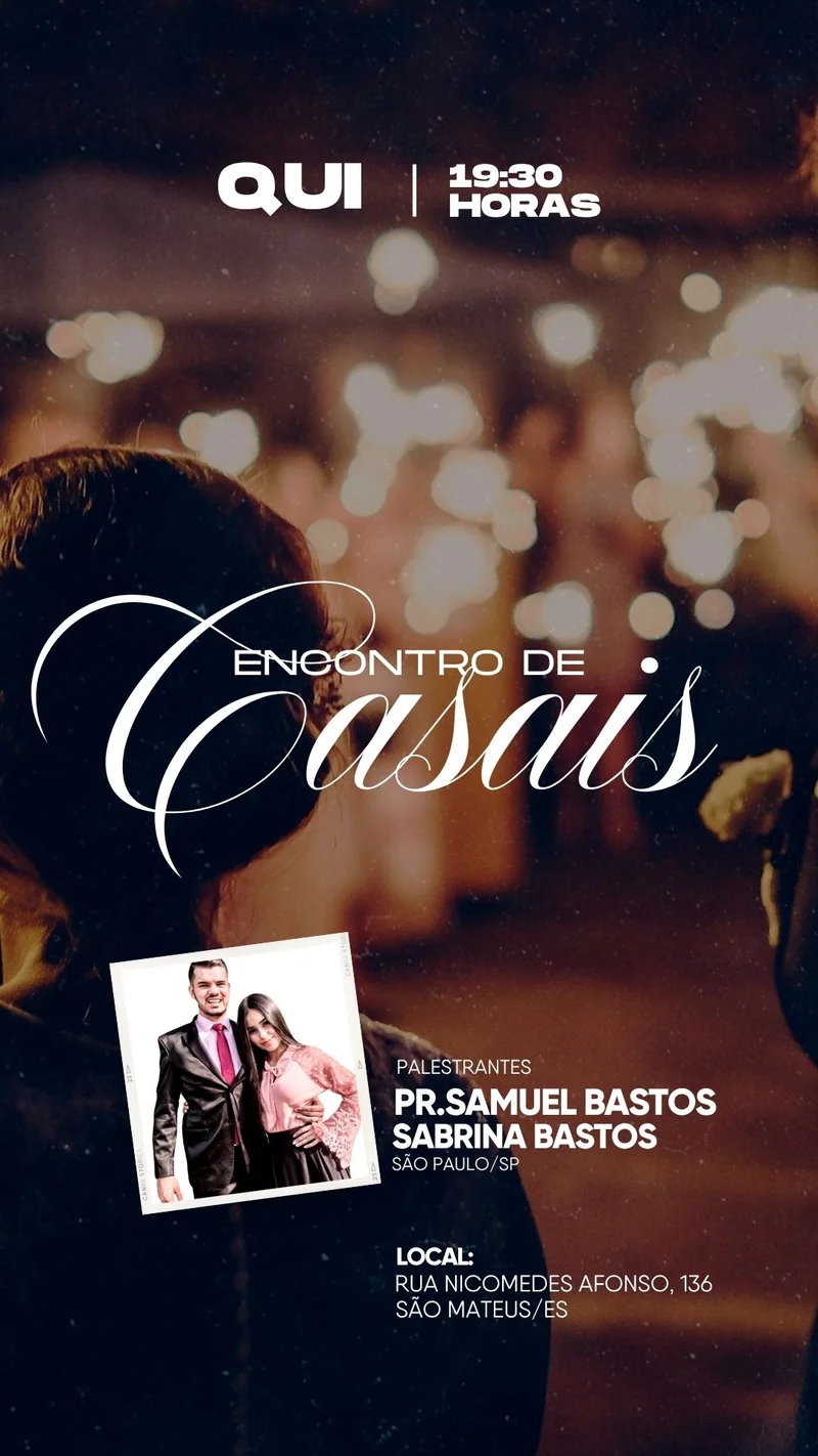 Encontro de Casais – Quinta-feira | Encontro de Casais | Arte para Igreja Editável no Canva | Story Encontro de Casais – Quinta-feira | Encontro de Casais | Arte para Igreja Editável no Canva | Story