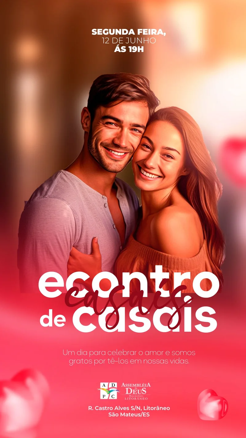 Celebrando o Amor | Encontro de Casais | Arte para Igreja Editável no Canva | Story