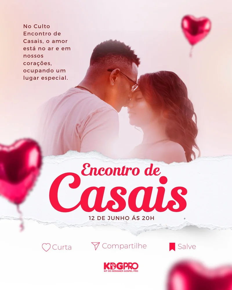 Culto de Casais | Encontro de Casais | Arte para Igreja Editável no Canva | Cartaz
