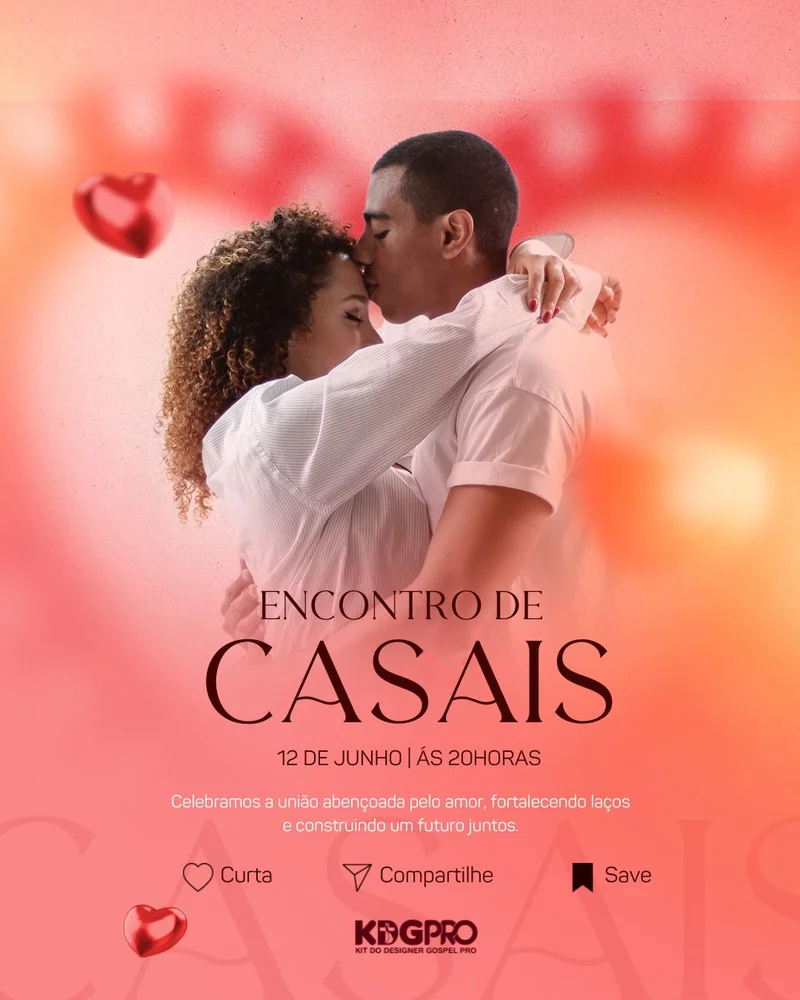 Culto de Casais – Celebrando a União | Encontro de Casais | Arte para Igreja Editável no Canva | Cartaz