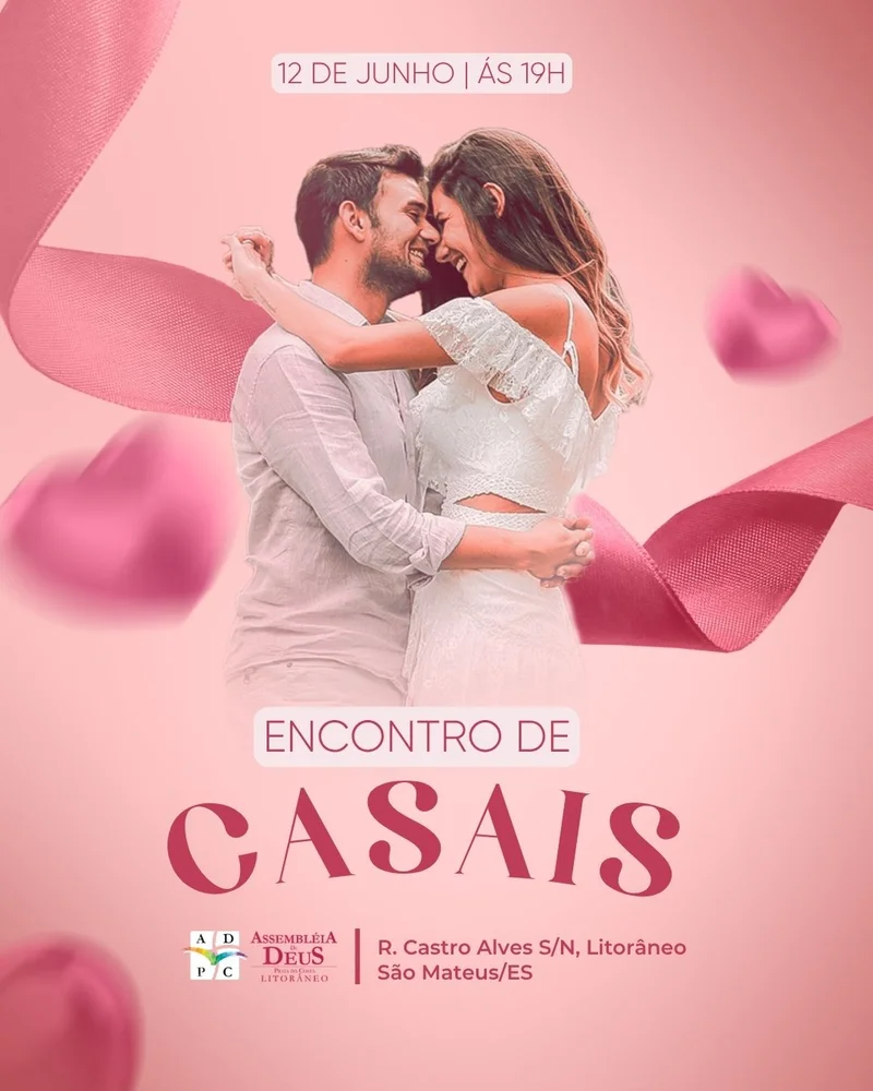 Culto para Casais | Encontro de Casais | Arte para Igreja Editável no Canva | Cartaz