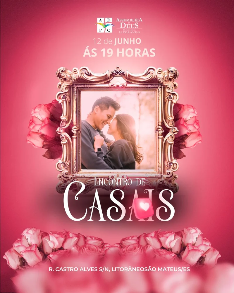 Fortalecimento do Casamento | Encontro de Casais | Arte para Igreja Editável no Canva | Cartaz