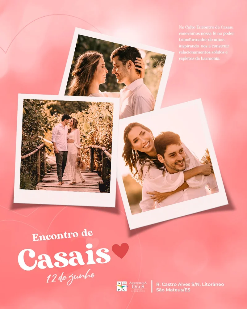 Renovar o Amor Conjugal | Encontro de Casais | Arte para Igreja Editável no Canva | Cartaz Renovar o Amor Conjugal | Encontro de Casais | Arte para Igreja Editável no Canva | Cartaz