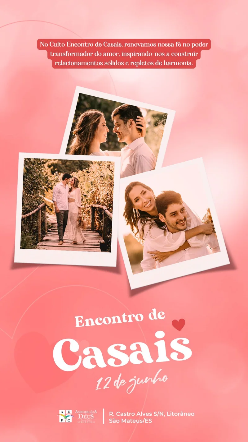 Renovar o Amor Conjugal | Encontro de Casais | Arte para Igreja Editável no Canva | Story