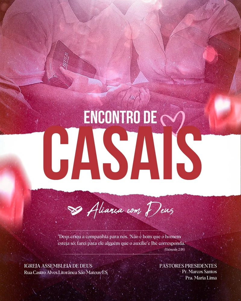 Aliança com Deus | Encontro de Casais | Arte para Igreja Editável no Canva | Cartaz