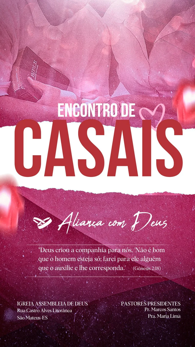Aliança com Deus | Encontro de Casais | Arte para Igreja Editável no Canva | Story Aliança com Deus | Encontro de Casais | Arte para Igreja Editável no Canva | Story