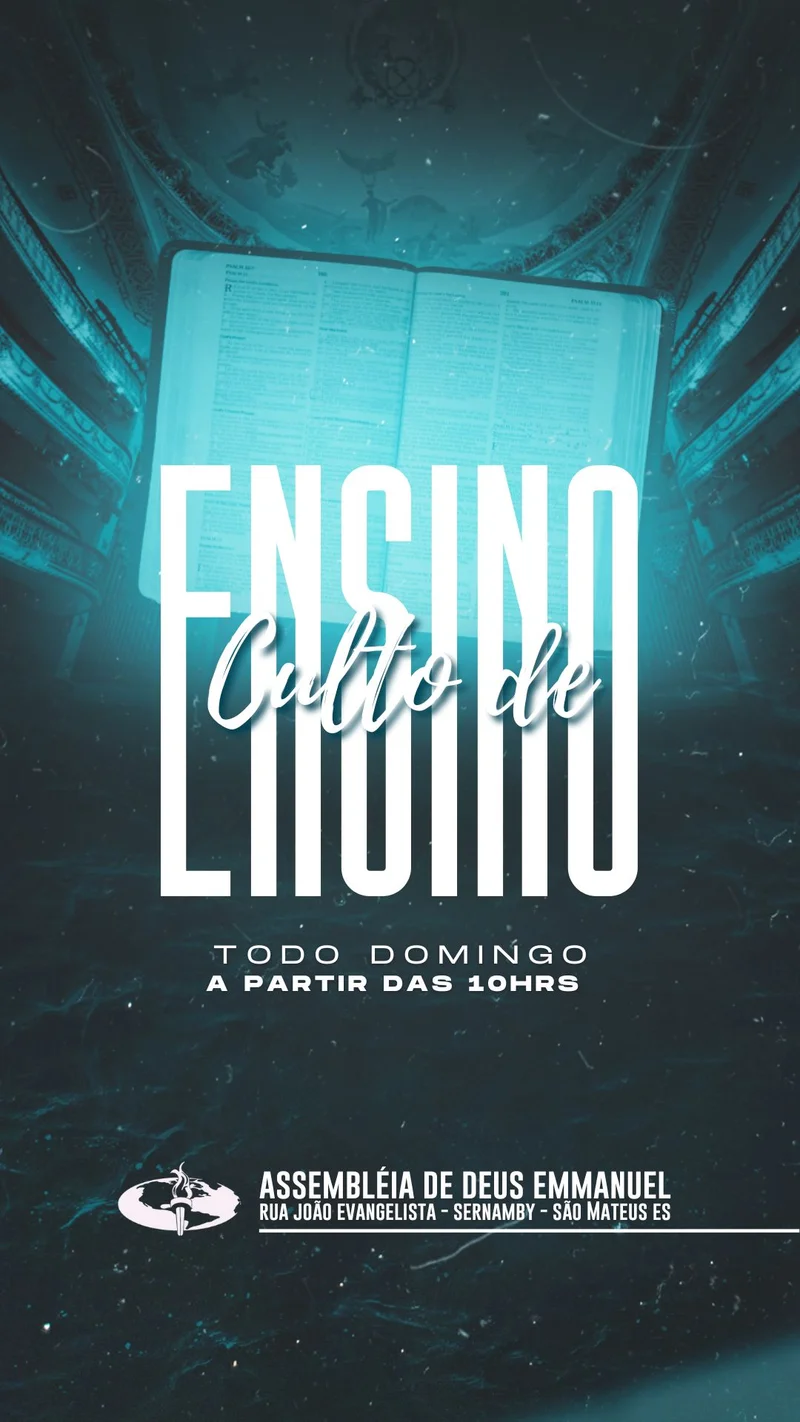 Culto de Ensino – Todo Domingo | Ensino Bíblico | Arte para Igreja Editável no Canva | Story Culto de Ensino – Todo Domingo | Ensino Bíblico | Arte para Igreja Editável no Canva | Story