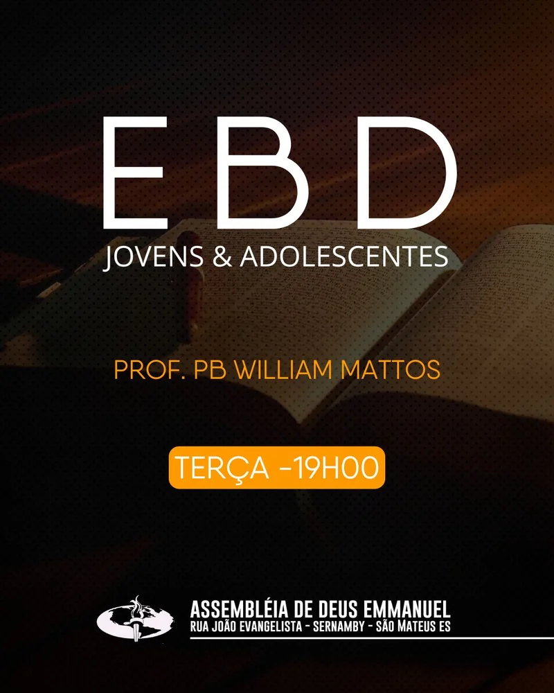 EBD – Escola Bíblica Dominical | Ensino Bíblico | Arte para Igreja Editável no Canva | Cartaz EBD – Escola Bíblica Dominical | Ensino Bíblico | Arte para Igreja Editável no Canva | Cartaz