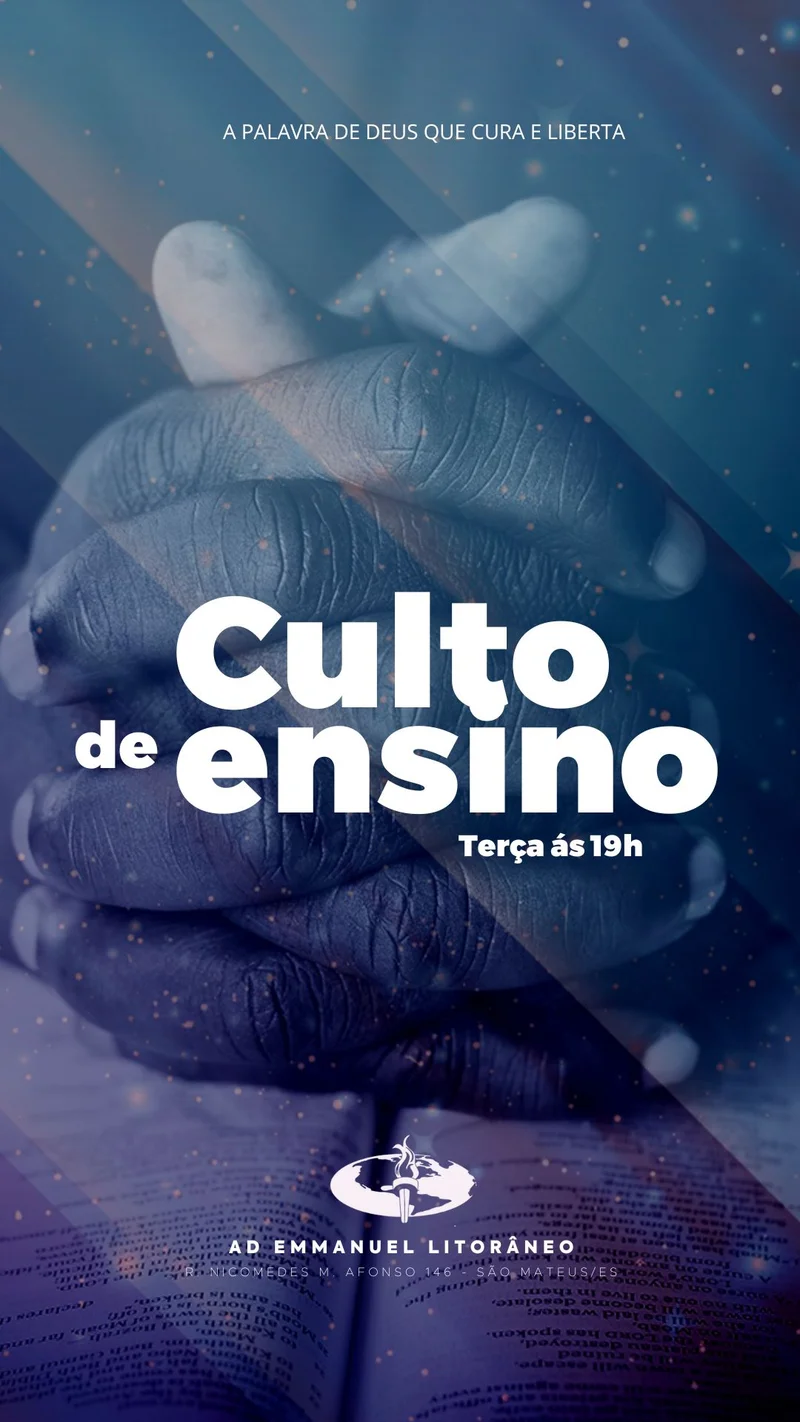 Culto de Ensino – A Palavra de Deus que Cura e Liberta | Ensino Bíblico | Arte para Igreja Editável no Canva | Story Culto de Ensino – A Palavra de Deus que Cura e Liberta | Ensino Bíblico | Arte para Igreja Editável no Canva | Story