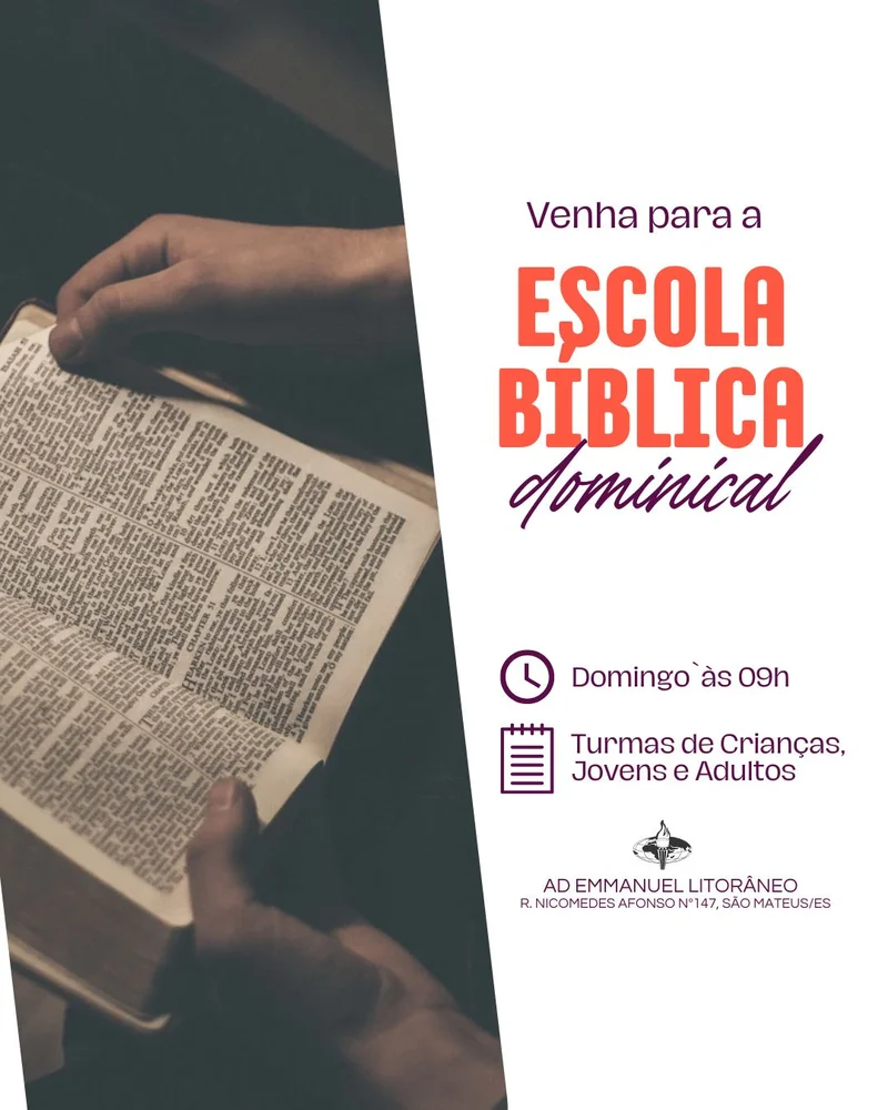escola bíblica | Ensino Bíblico | Arte para Igreja Editável no Canva | Cartaz escola bíblica | Ensino Bíblico | Arte para Igreja Editável no Canva | Cartaz