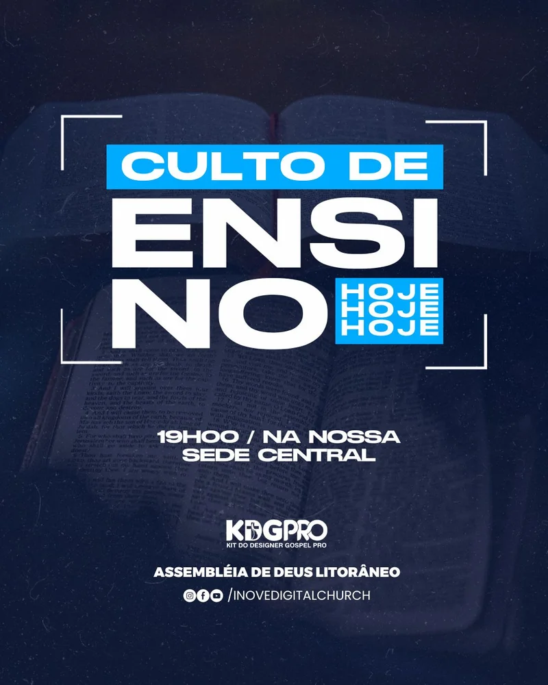 Estudo da Bíblia | Ensino Bíblico | Arte para Igreja Editável no Canva | Cartaz