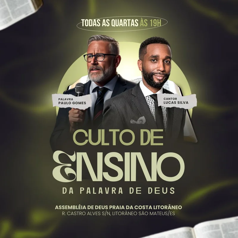 Culto da Palavra de Deus | Ensino Bíblico | Arte para Igreja Editável no Canva | Feed