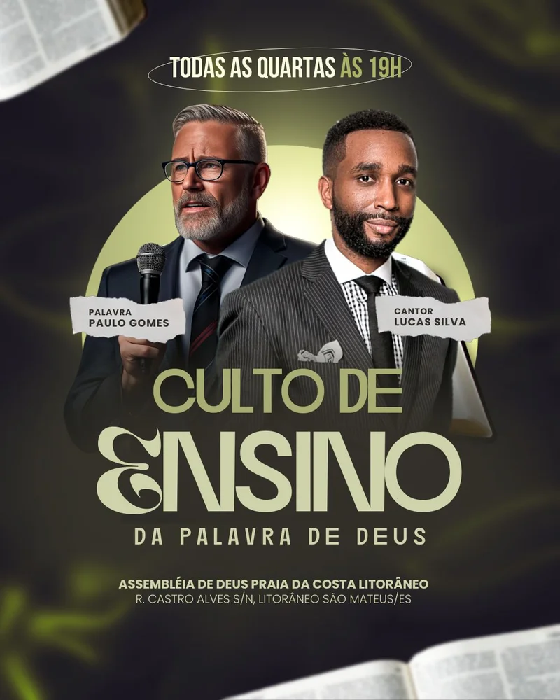 Culto da Palavra e Louvor | Ensino Bíblico | Arte para Igreja Editável no Canva | Cartaz Culto da Palavra e Louvor | Ensino Bíblico | Arte para Igreja Editável no Canva | Cartaz