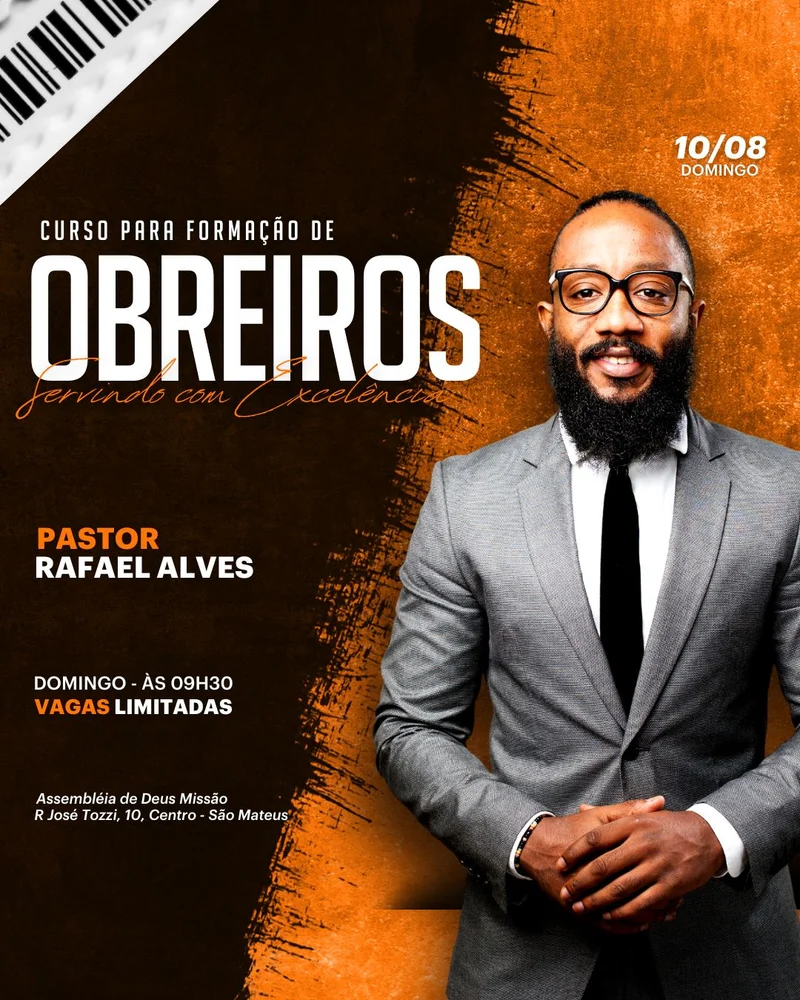 Formação de Obreiros – Treinamento para Servir | Ensino Bíblico | Arte para Igreja Editável no Canva | Cartaz