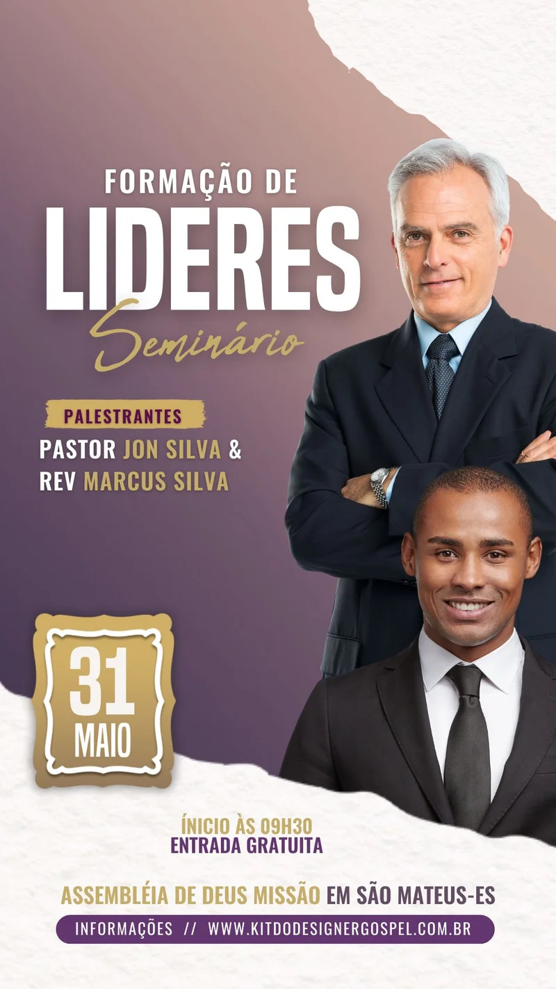 Formação de Líderes – Seminário de Capacitação | Ensino Bíblico | Arte para Igreja Editável no Canva | Story
