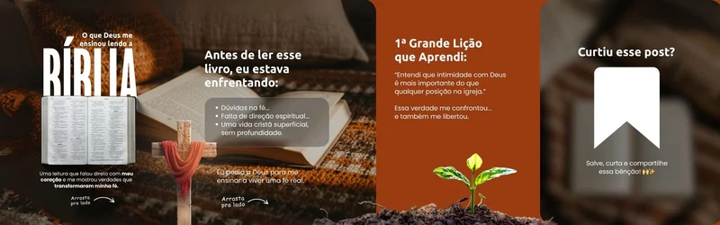 Carrossel Gospel – O que Deus me Ensinou Lendo a Bíblia | Ensino Bíblico | Arte para Igreja Editável no Canva | carrossel