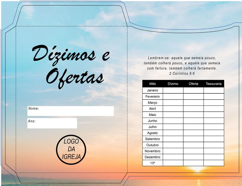 Envelope de Dízimo | Envelopes Dízimos | Arte para Igreja Editável no Canva | A4 Envelope de Dízimo | Envelopes Dízimos | Arte para Igreja Editável no Canva | A4