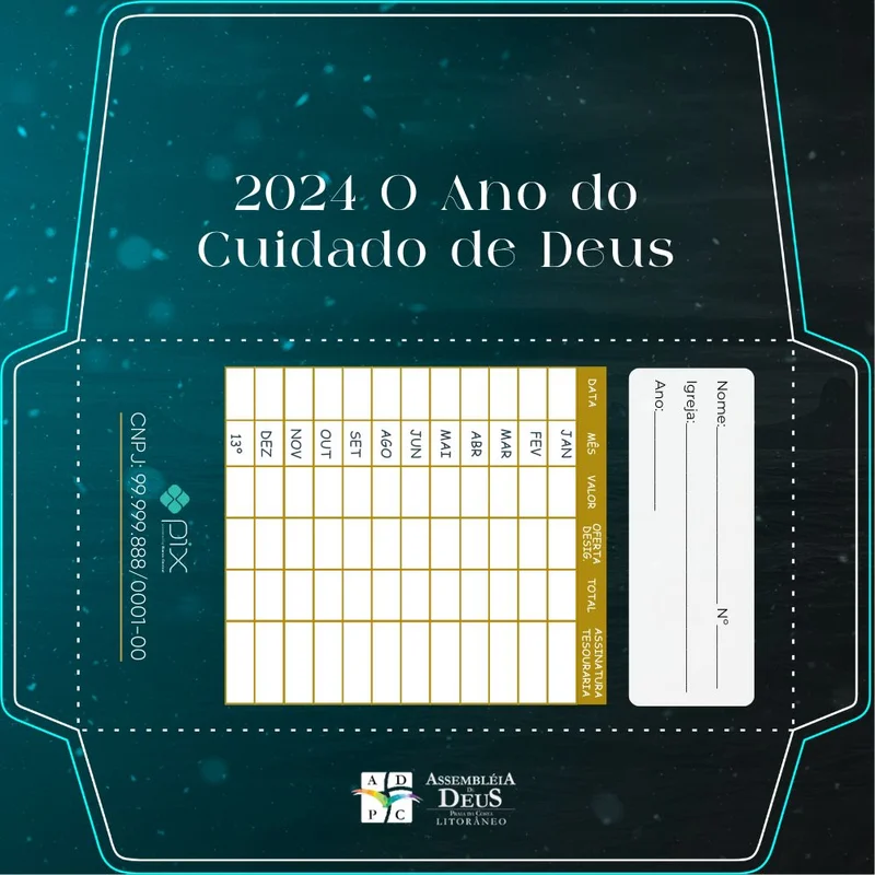 Envelope de Dízimos Fim de Ano | Envelopes Dízimos | Arte para Igreja Editável no Canva | A4