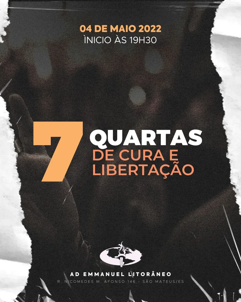Quartas de Cura e Libertação | Eventos | Arte para Igreja Editável no Canva | Cartaz Quartas de Cura e Libertação | Eventos | Arte para Igreja Editável no Canva | Cartaz