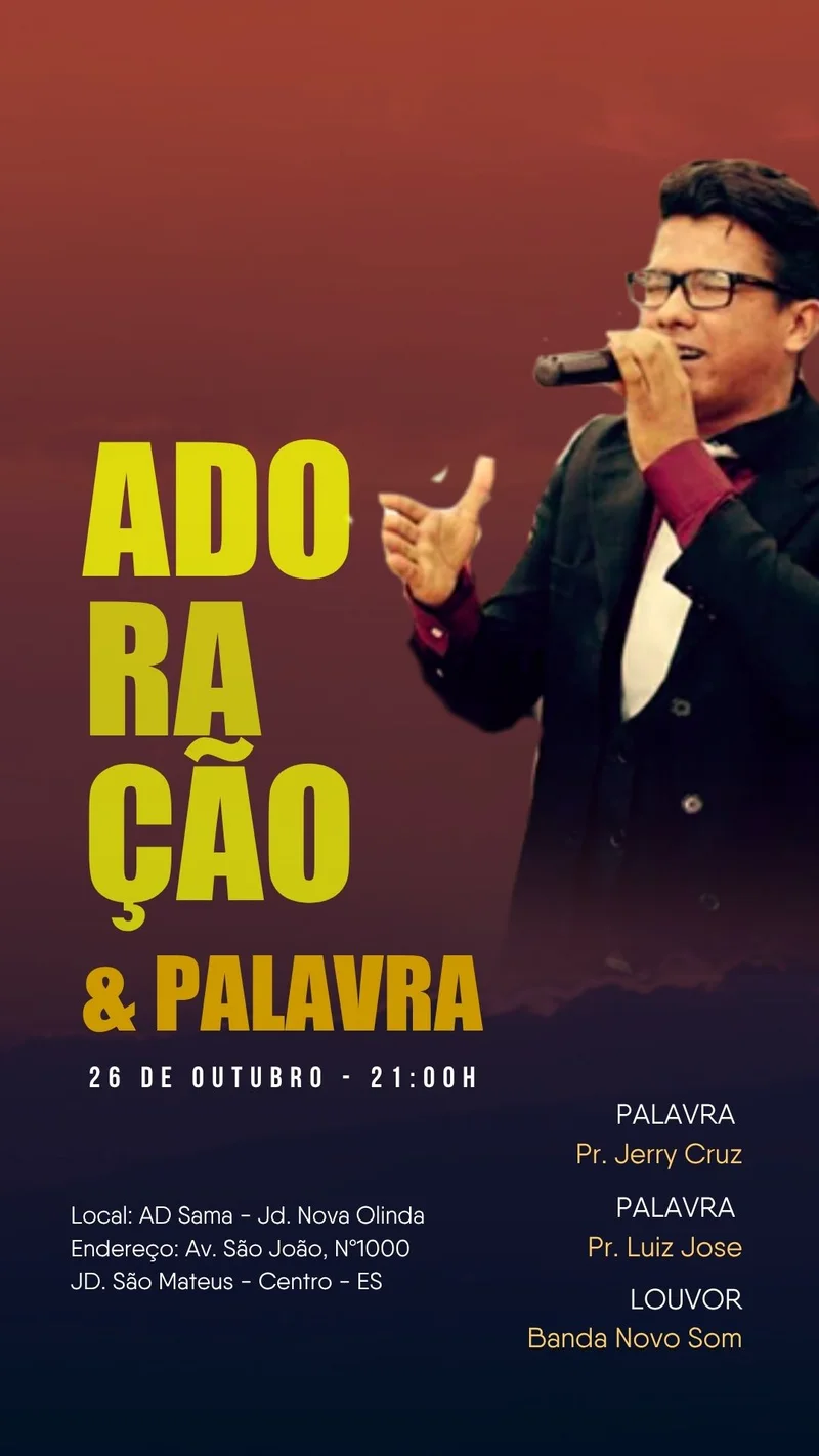 Adoração e Palavra | Eventos | Arte para Igreja Editável no Canva | Story Adoração e Palavra | Eventos | Arte para Igreja Editável no Canva | Story